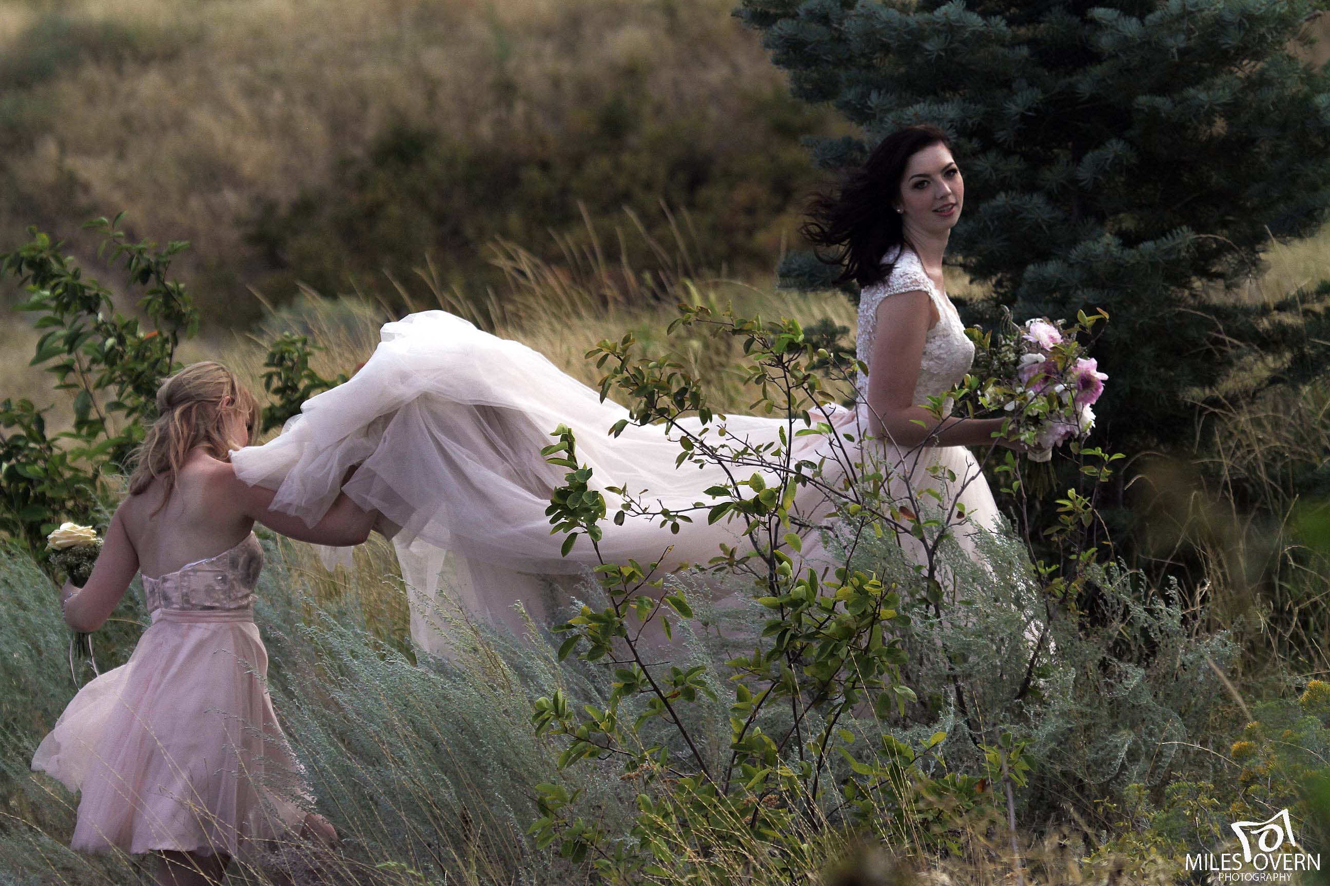 Wedding Photo of Bride in Meadow at Sanctuary Gardens