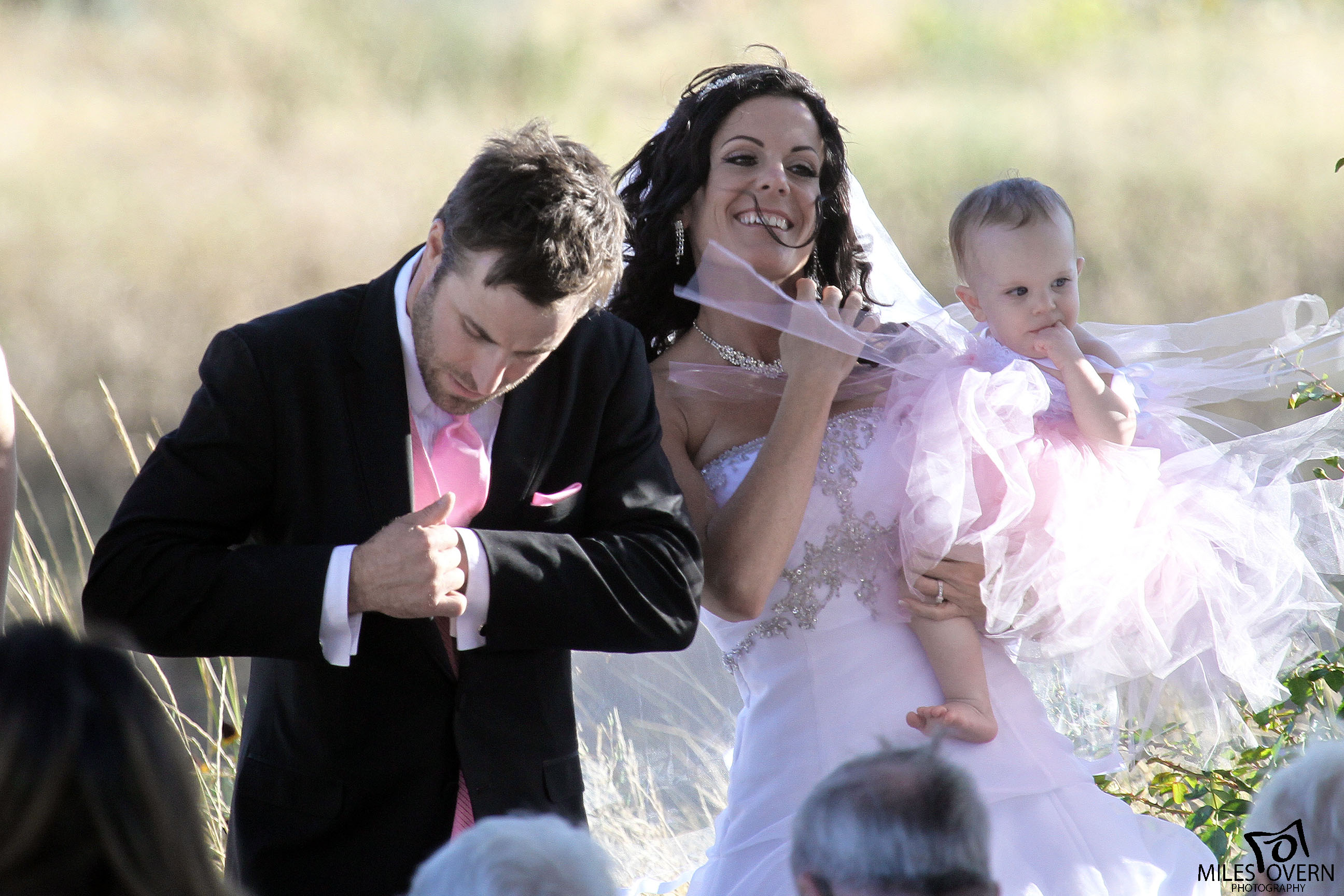 Wedding Photo of Couple and Kids in Gazebo at Sanctuary Gardens